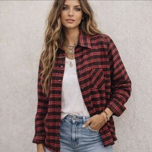 Green Mountain Flannel By Johnson Woolen Mills Women's Sz Large Red Plaid